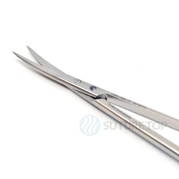 Ножницы хирургические изогнутые Kelly Surgical Scissors Curved 160мм UNICORN Medical Instruments № 3510/TC Gold (Tungsten Carbide Inserts) фото 3510/TC