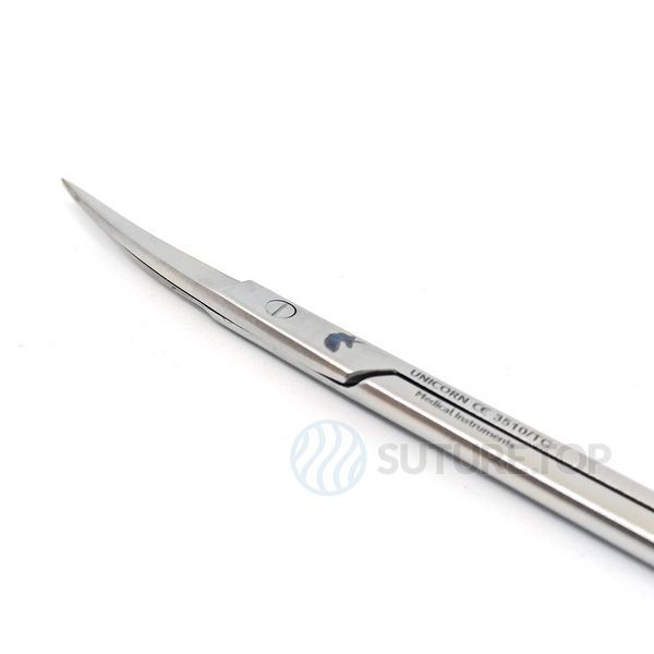 Ножницы хирургические изогнутые Kelly Surgical Scissors Curved 160мм UNICORN Medical Instruments № 3510/TC Gold (Tungsten Carbide Inserts) фото 3510/TC