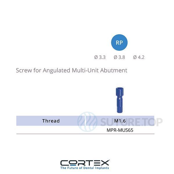 Гвинт для кутового Мультиюніт абатменту Screw for Angulated Multi-Unit Abutment MPR-MUS65 Cortex Dental Implants конічне з'єднання з імплантом стандартна платформа Conical Regular Platform (RP) фото MPR-MUS65