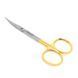 Ножницы хирургические изогнутые Iris Surgical Scissors Curved 115мм UNICORN Medical Instruments № 3512/TC Gold (Tungsten Carbide Inserts) фото 1 3512/TC