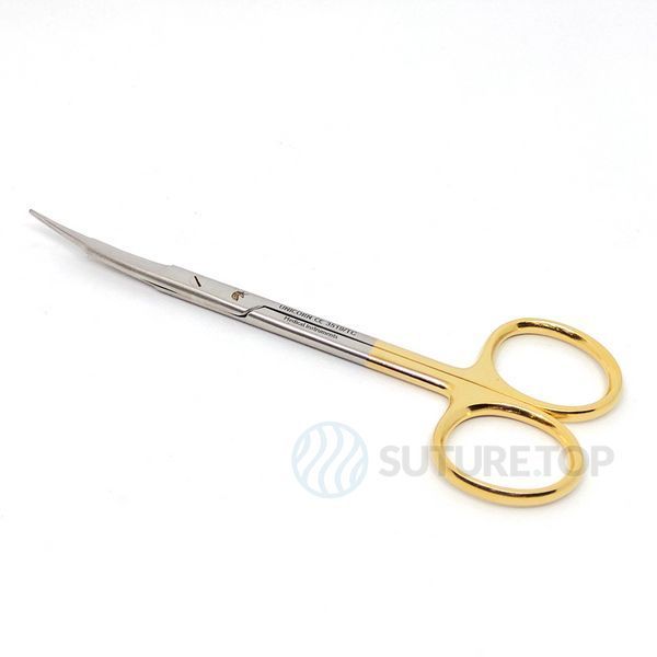 Ножиці хірургічні вигнуті Goldman-Fox Surgical Scissors Curved 130мм UNICORN Medical Instruments № 3519/TC Gold (Tungsten Carbide Inserts) фото 3519/TC