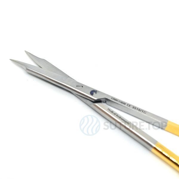 Ножиці хірургічні прямі Goldman-Fox Surgical Scissors Straight 130мм UNICORN Medical Instruments № 3518/TC Gold (Tungsten Carbide Inserts) фото 3518/TC