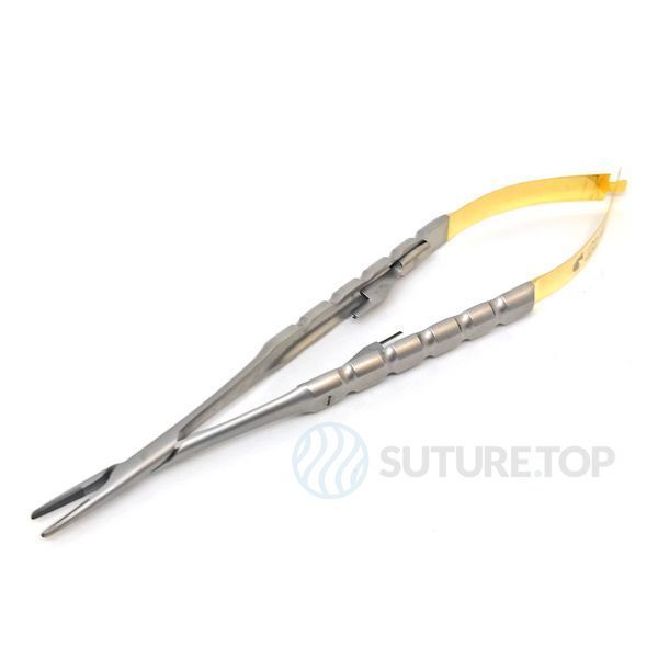 Иглодержатель Castroviejo Needle Holder straight прямой 150мм UNICORN Medical Instruments № 1923/TC 150mm Gold (Tungsten Carbide Inserts) фото 1923/TC 150mm