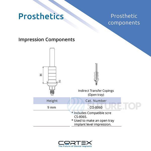 Трансфер для відкритої ложки Indirect Transfer (open tray) CO-8060 Cortex Dental Implants з'єднання з імплантом внутрішній шестигранник Internal HEX Platform фото CO-8060