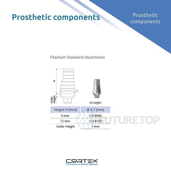 Прямой абатмент Straight Titanium Abutment CO-8100 Cortex Dental Implants соединение с имплантатом внутренний шестигранник Internal HEX Platform фото CO-8100
