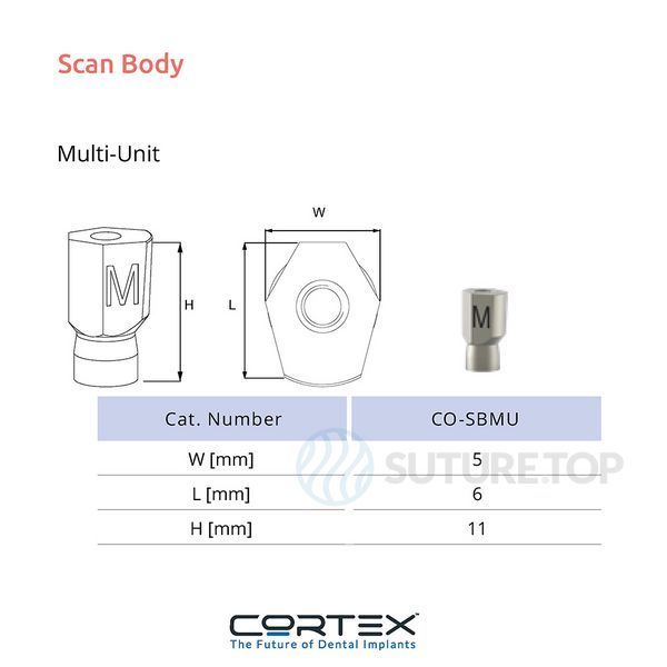 Скан абатмент для Мультиюнит абатмента Scan Body for Multi-Unit Abutment скан маркер CO-SBMU Cortex Dental Implants Мультиюнит Платформа Multi-Unit Platform фото CO-SBMU