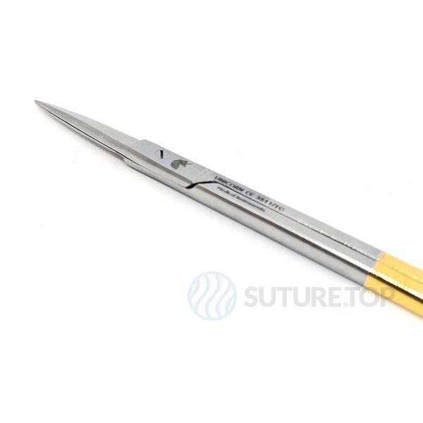Ножиці хірургічні прямі Iris Surgical Scissors Straight 115мм UNICORN Medical Instruments № 3511/TC Gold (Tungsten Carbide Inserts) фото 3511/TC