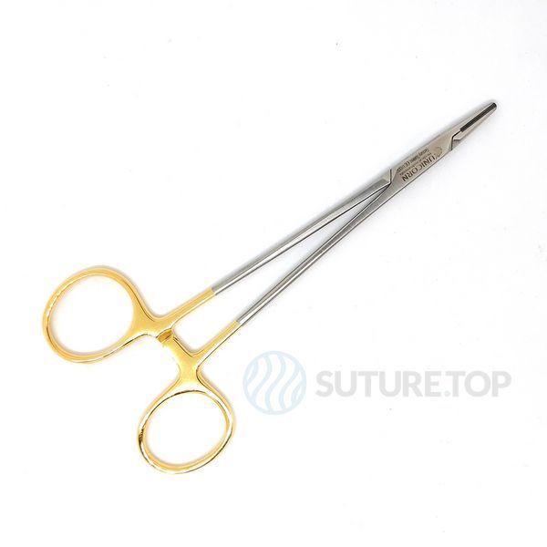 Иглодержатель Crile-Wood Needle Holder 150мм UNICORN Medical Instruments № 1743 TC Gold (Tungsten Carbide Inserts) фото 1743 TC
